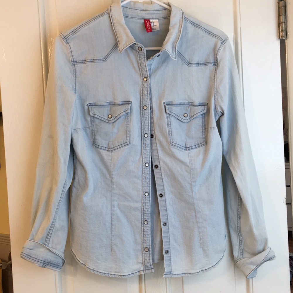 Light wash blue button up